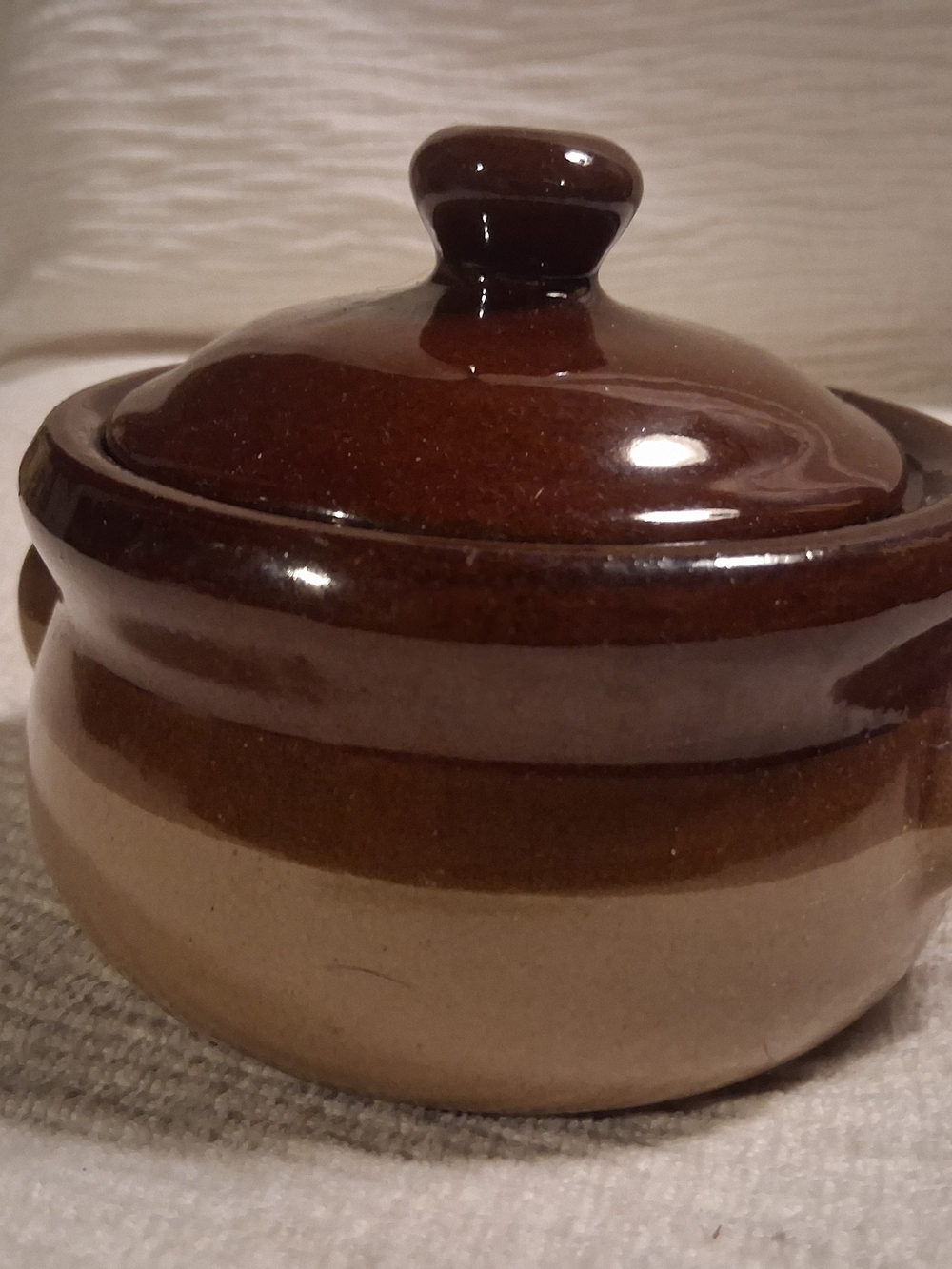Brown Two-Tone Ceramic Covered Casserole - Unbranded